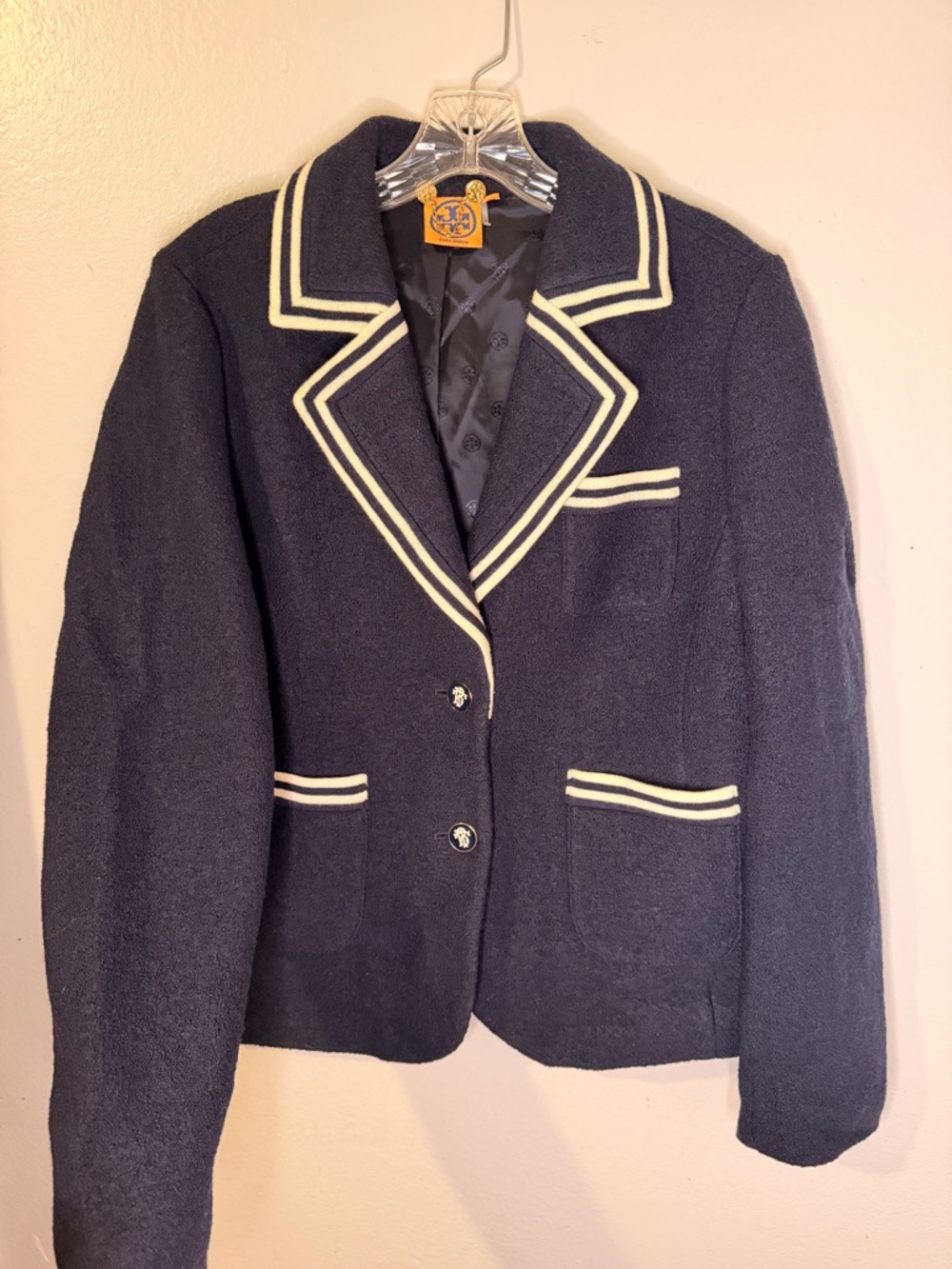 Tory Burch Navy Blazer with White Trim